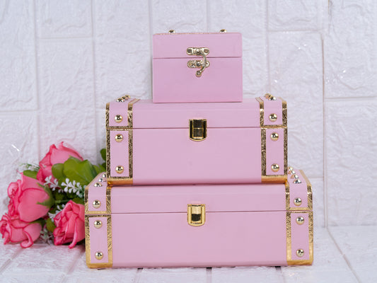 Leatherite baby pink trunk combo