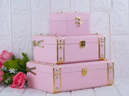 Leatherite baby pink trunk combo