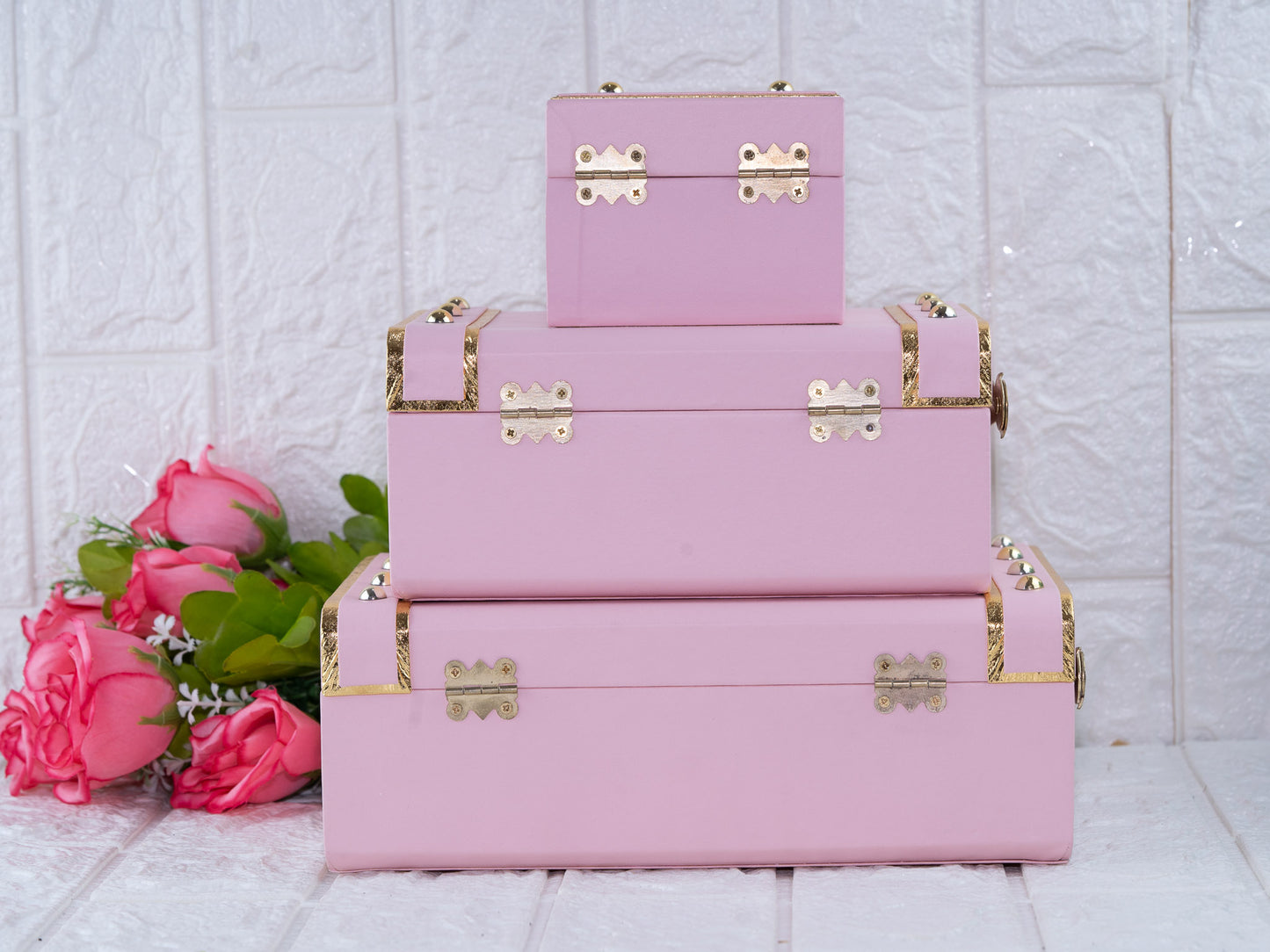 Leatherite baby pink trunk combo