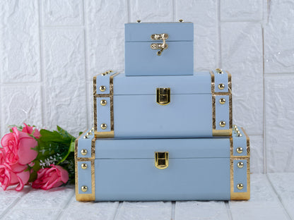 Leatherite sky blue trunk combo