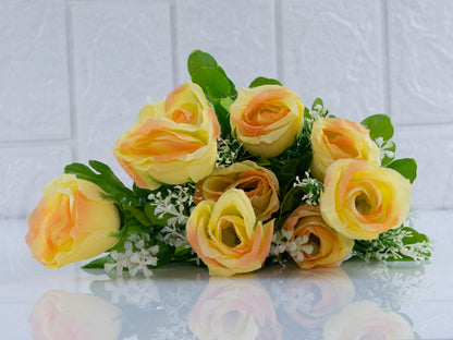 Dual yellow orange rose bunch