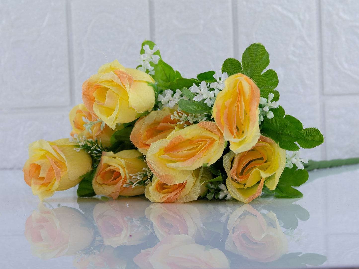 Dual yellow orange rose bunch