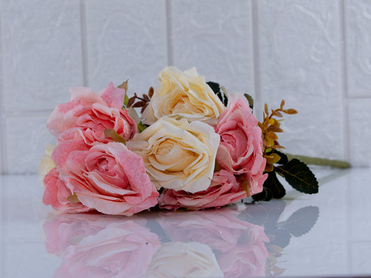 Dual pink cream rose bunch