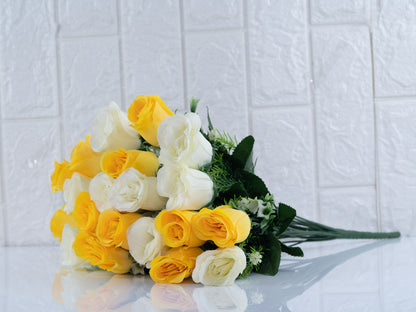 Dual yellow cream rose bunch