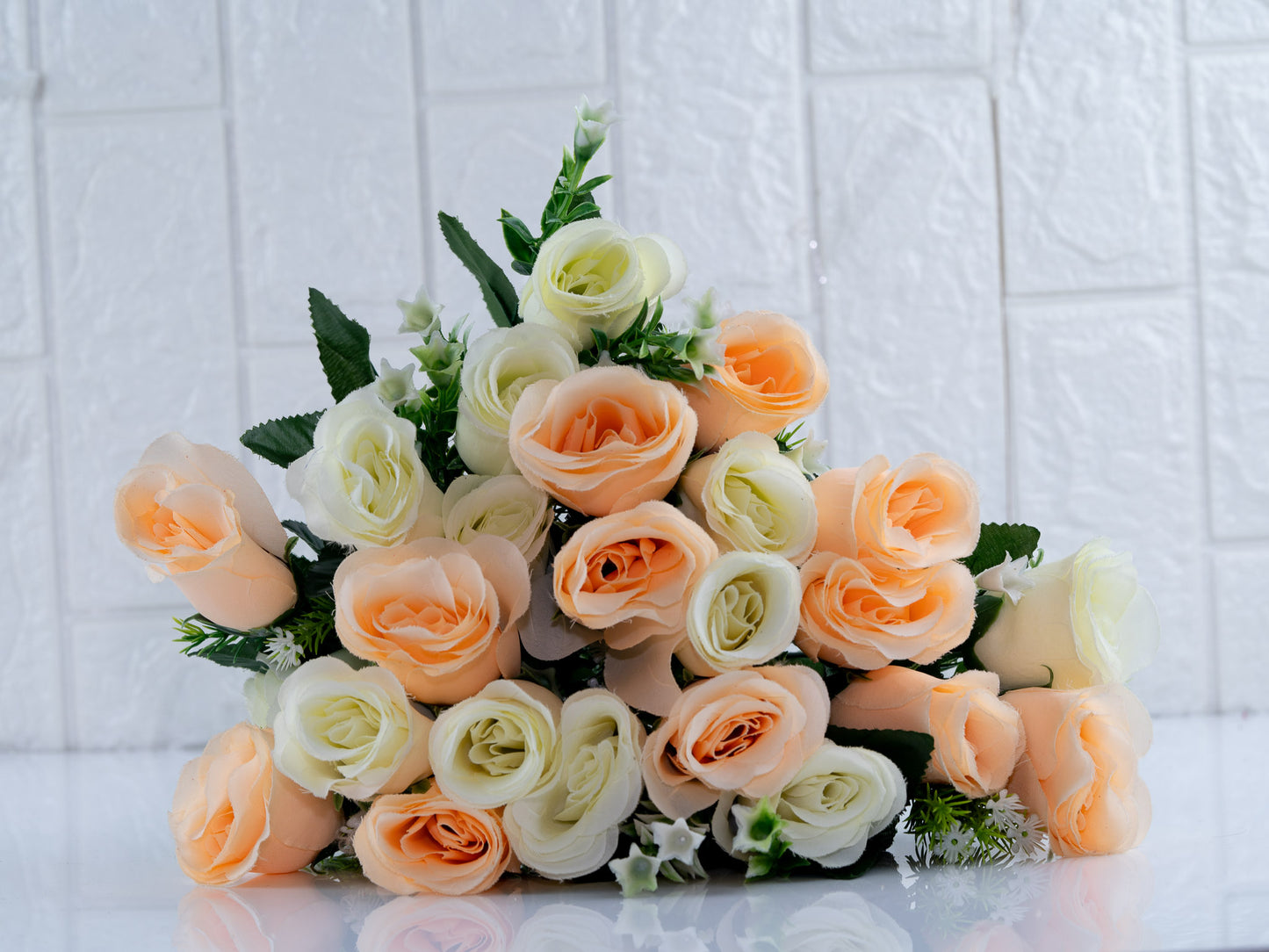 Dual peach cream rose bunch