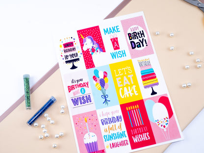 Birthday tag sheets